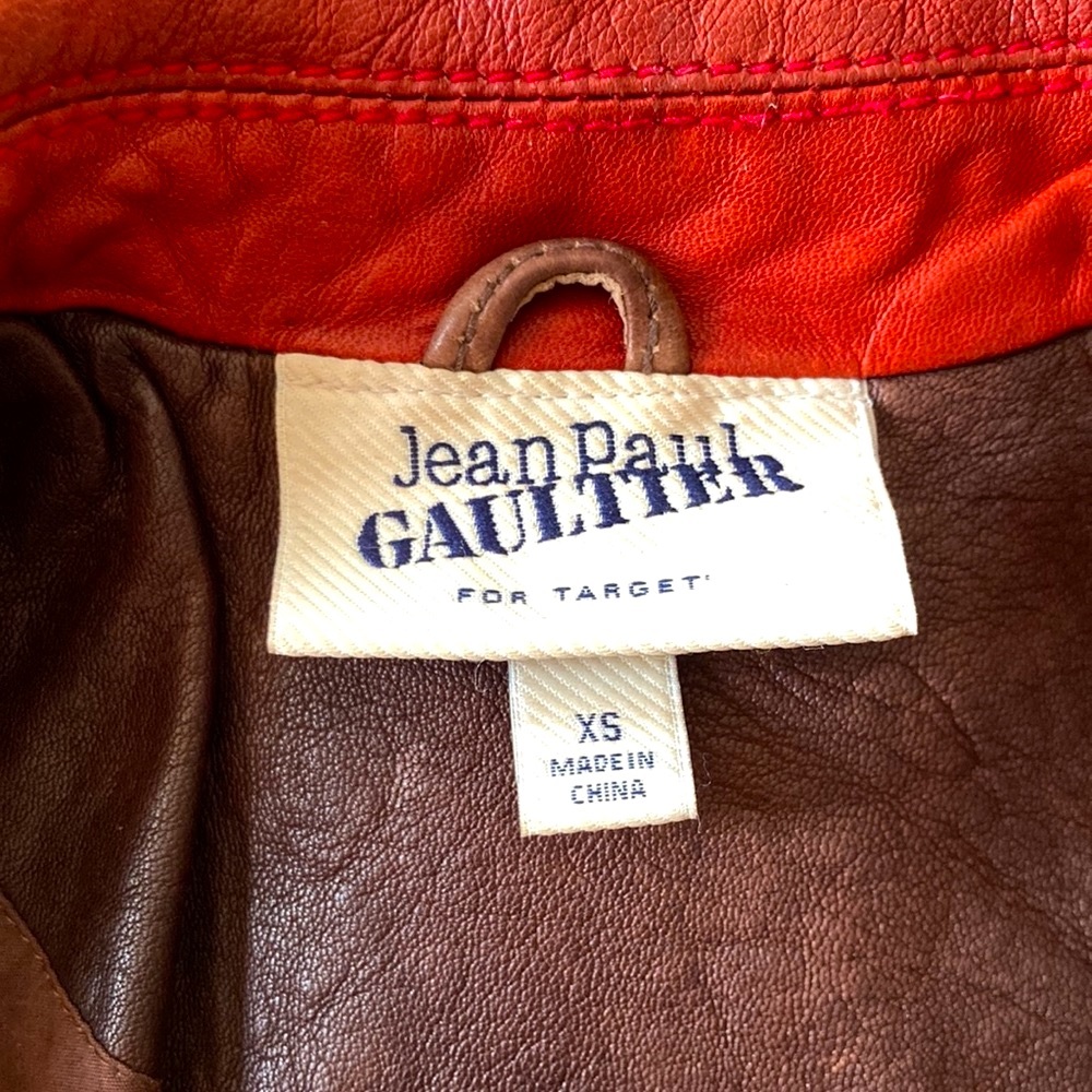 JEAN PAUL GAULTIER FOR TARGET GENUINE LAMB LEATHER MOTORCYCLE JACKET W/CONTRAST